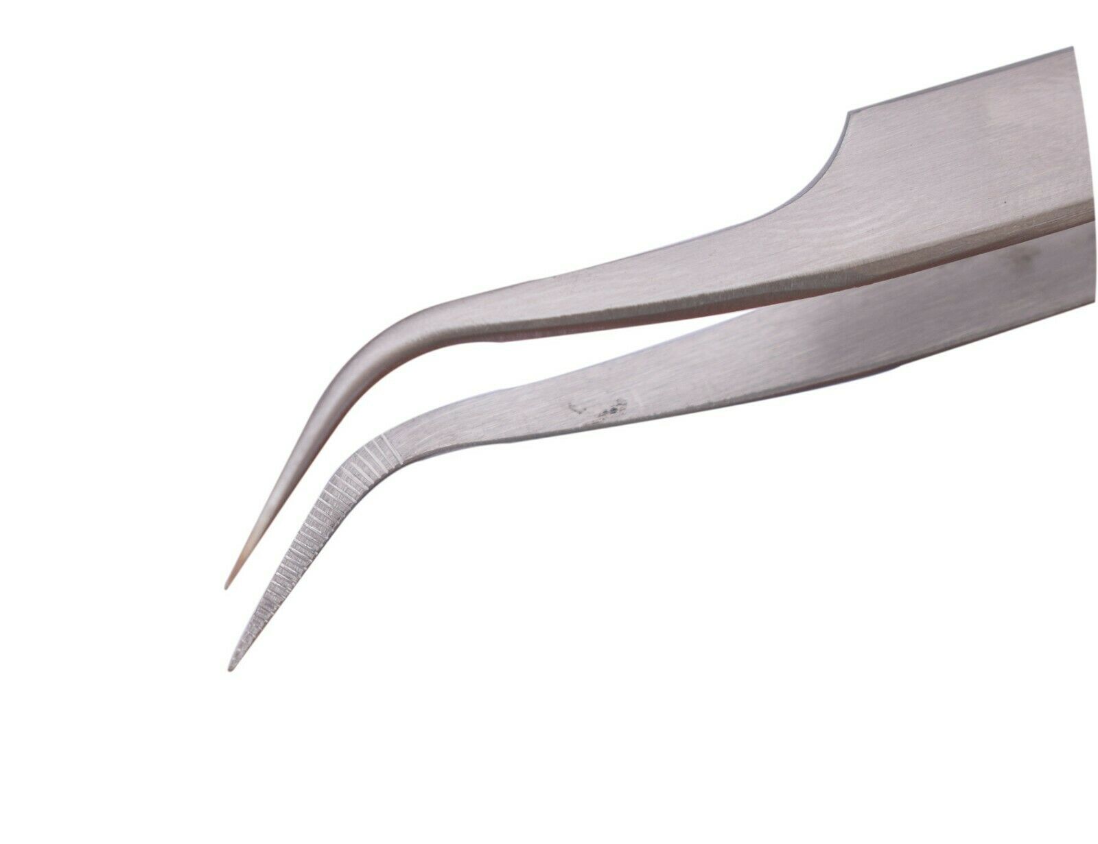 Edelstahl Spitz Pinzette gebogen mit geriffelten Innenseiten Antimagnetisch TOP!